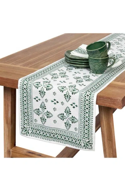 Juliska Iberian Border Linen Table Runner In Green