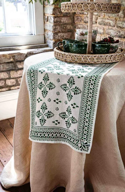 Juliska Iberian Border Linen Table Runner In Green