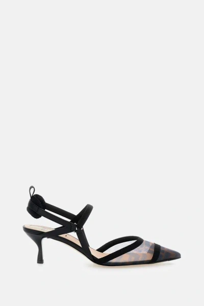 Fendi Lite Slingback Pumps Grosgrain Ribbon In Black