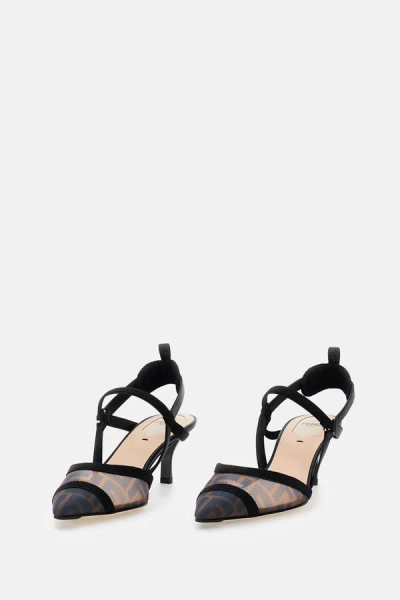 Fendi Lite Slingback Pumps Grosgrain Ribbon In Black
