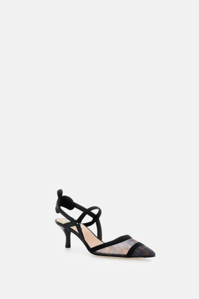 Fendi Lite Slingback Pumps Grosgrain Ribbon In Black