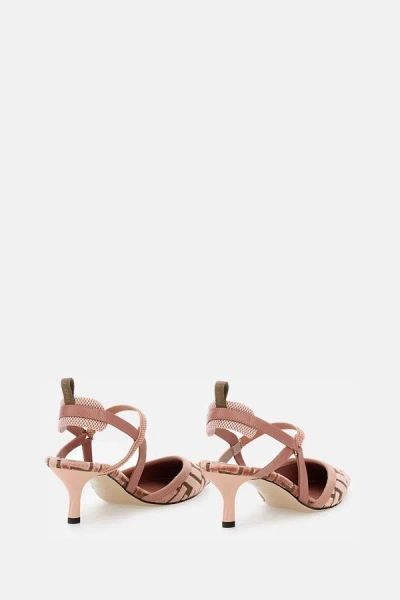 Fendi Pink Ff Velvet Colibrì Lite Slingback In Animal Print