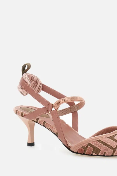 Fendi Pink Ff Velvet Colibrì Lite Slingback In Animal Print