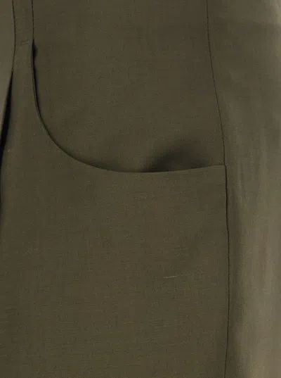 Fendi Women Green Pants With Front Pences And Wide Leg In Wool Woman In Green