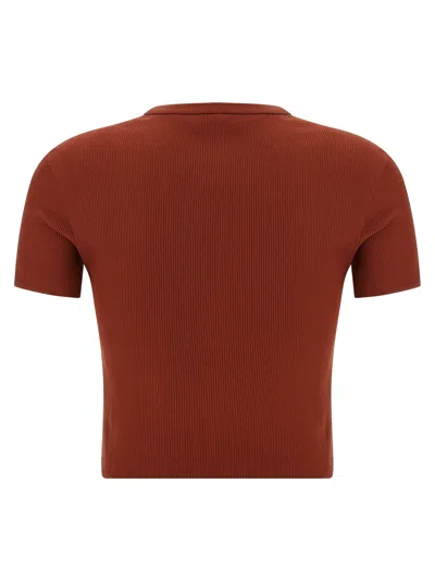 Fendi Women Brick Stretch Cotton T-shirt In Brown