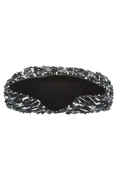 Dries Van Noten Two-tone Pleated Jacquard Clutch With Sequin Detail In Black