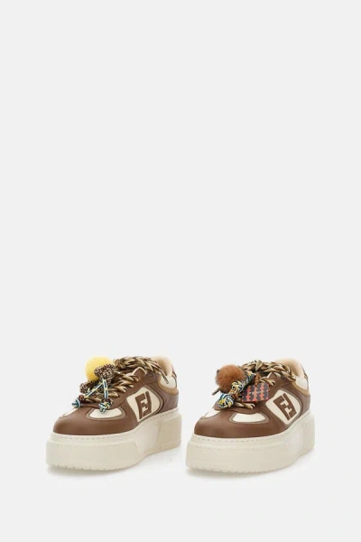 Fendi Sneakers Chunky Sole Contrast Panels In Animal Print