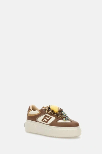 Fendi Sneakers Chunky Sole Contrast Panels In Animal Print