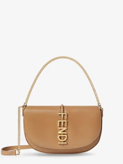 Fendi Women Wallet On Chain Graphy Leather Shoulder Bag In Brown