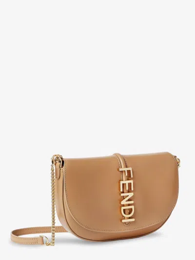Fendi Women Wallet On Chain Graphy Leather Shoulder Bag In Brown