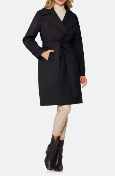 Norwegian Wool Double Breasted Virgin Wool Blend 750 Fill Power Down Waterproof Coat In Black