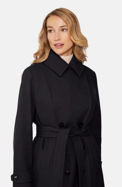 Norwegian Wool Double Breasted Virgin Wool Blend 750 Fill Power Down Waterproof Coat In Black