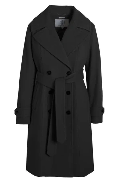 Norwegian Wool Double Breasted Virgin Wool Blend 750 Fill Power Down Waterproof Coat In Black