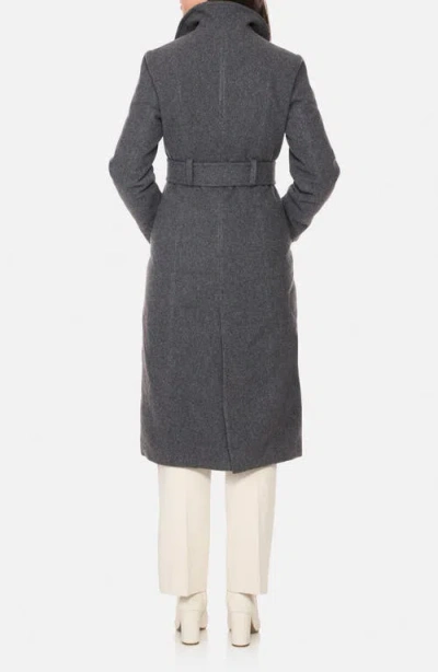 Norwegian Wool Longline City Virgin Wool Blend 754 Fill Power Down Waterproof Coat In Gray