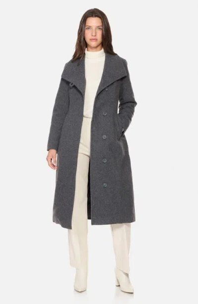 Norwegian Wool Longline City Virgin Wool Blend 754 Fill Power Down Waterproof Coat In Gray