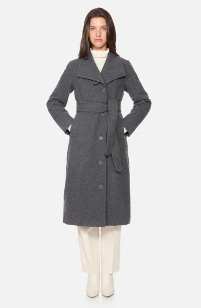 Norwegian Wool Longline City Virgin Wool Blend 754 Fill Power Down Waterproof Coat In Gray