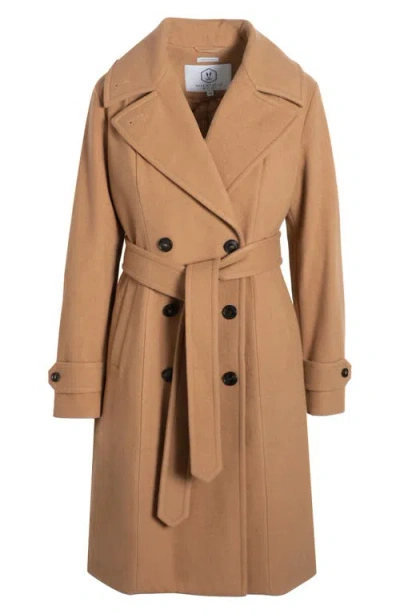 Norwegian Wool Double Breasted Virgin Wool Blend 750 Fill Power Down Waterproof Coat In Brown