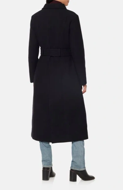 Norwegian Wool Longline City Virgin Wool Blend 753 Fill Power Down Waterproof Coat In Black