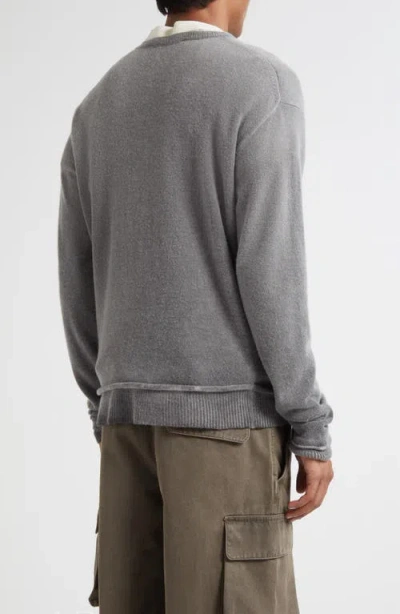 Our Legacy Muted Grey Crew Neck Sweater With Ribbed Detailing In Gray