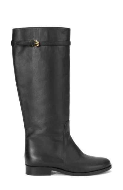 Staud Harlow Leather Riding Boots In Animal Print