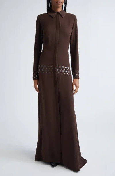 Siedres Siedrés Paloma Open Back Long Sleeve Crepe Shirtdress In Animal Print