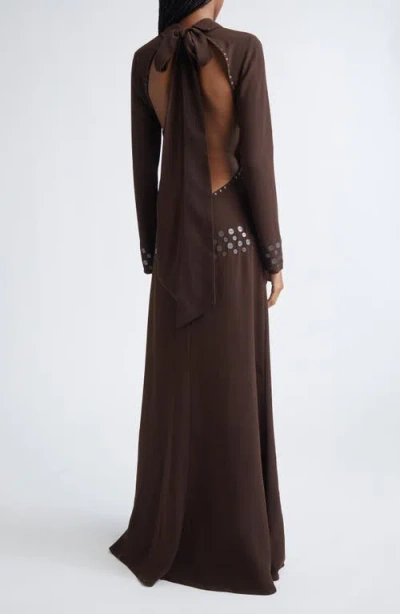 Siedres Siedrés Paloma Open Back Long Sleeve Crepe Shirtdress In Animal Print