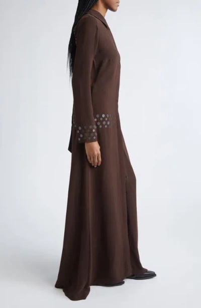 Siedres Siedrés Paloma Open Back Long Sleeve Crepe Shirtdress In Animal Print