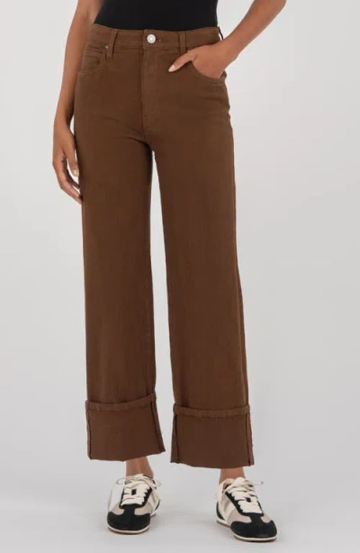 Kut From The Kloth Sienna Cuffed High Waist Relaxed Straight Leg Jeans In Animal Print