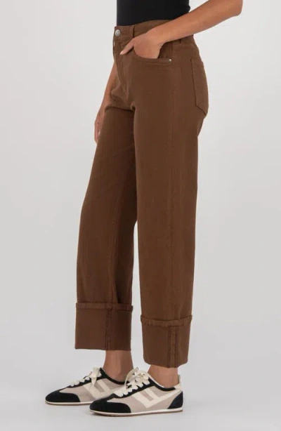 Kut From The Kloth Sienna Cuffed High Waist Relaxed Straight Leg Jeans In Animal Print