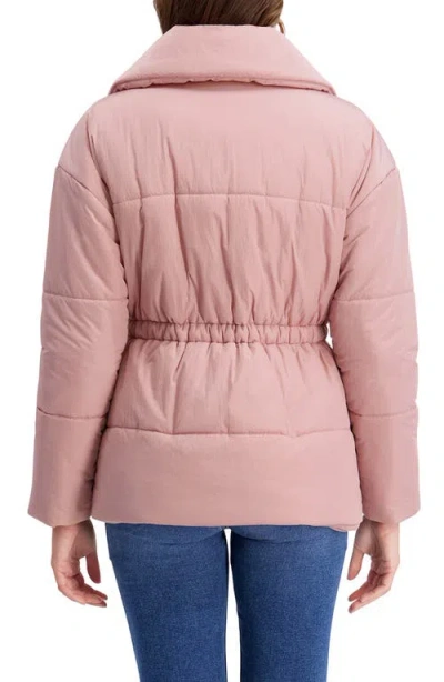 Kensie Envelope Collar Puffer Coat In Pink