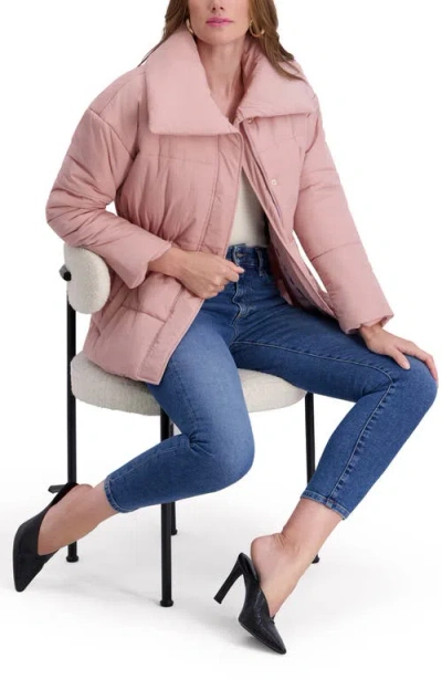 Kensie Envelope Collar Puffer Coat In Pink