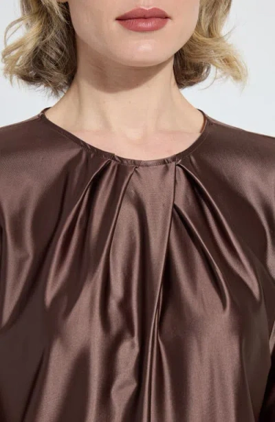 Lyssé Fatima Cross Neck Top In Polished Wood In Brown