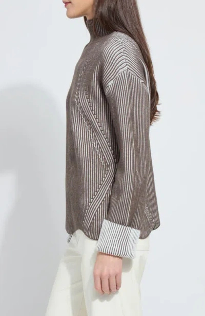 Lyssé Hyacinth Cozy Rib Scallop Edge Pullover In Americano Snow White In Multi