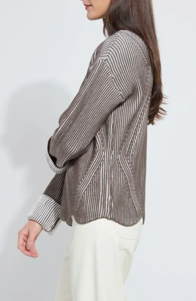Lyssé Hyacinth Cozy Rib Scallop Edge Pullover In Americano Snow White In Multi