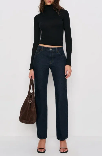 Reformation Greer Mid Rise Straight Jeans In Ondine In Blue