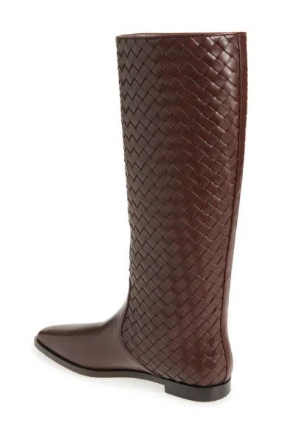 Loeffler Randall Tilly Flat Woven Leather Knee-high Riding Boots In Brown