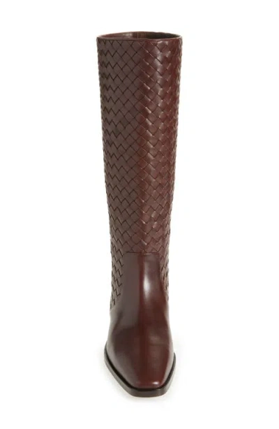 Loeffler Randall Tilly Flat Woven Leather Knee-high Riding Boots In Brown