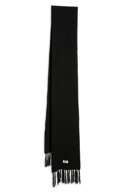 Krost Brioche Cotton Scarf In Black