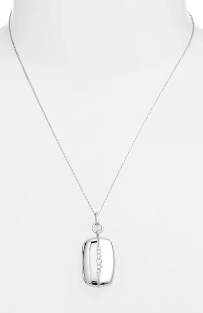 Monica Rich Kosann Slim Rectangular Graduated White Sapphire Locket In Metallic