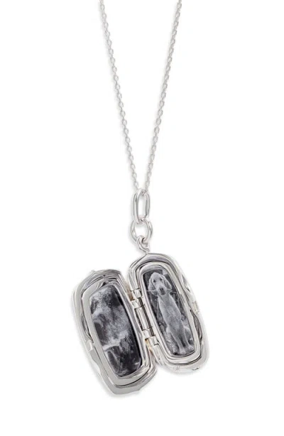Monica Rich Kosann Slim Rectangular Graduated White Sapphire Locket In Metallic