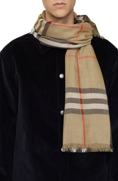 Burberry Reversible Medium Check Wool & Silk Scarf In Neutral
