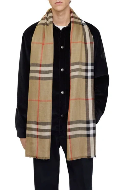 Burberry Reversible Medium Check Wool & Silk Scarf In Neutral