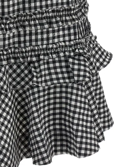Ganni Mini Dress With Crinkled Check Pattern In Multi