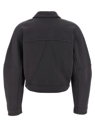 Ganni Collared Neck Panel Detailing Bomber Jacket In Gray