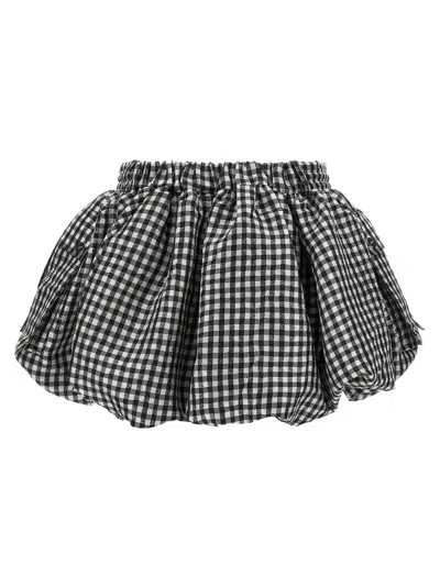 Ganni Skirt With Balloon Effect And Gingham Pattern In Black