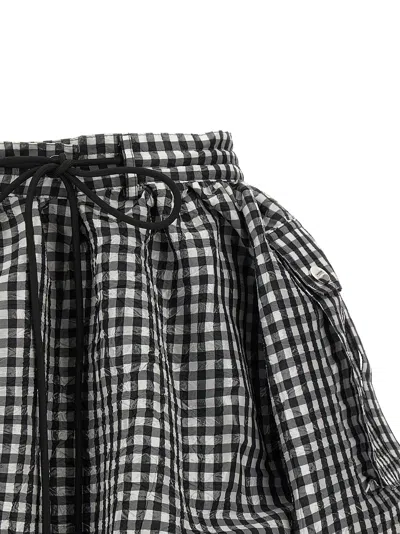 Ganni Skirt With Balloon Effect And Gingham Pattern In Black