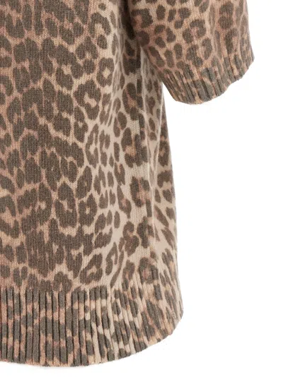 Ganni Leopard Wool T-shirt In Animal Print