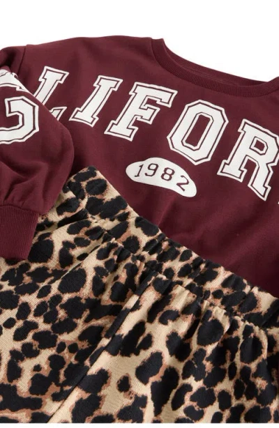 Next Kids' Varsity Graphic Sweatshirt & Leopard Print Pants Set In Red