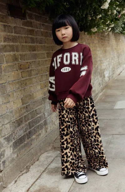 Next Kids' Varsity Graphic Sweatshirt & Leopard Print Pants Set In Red