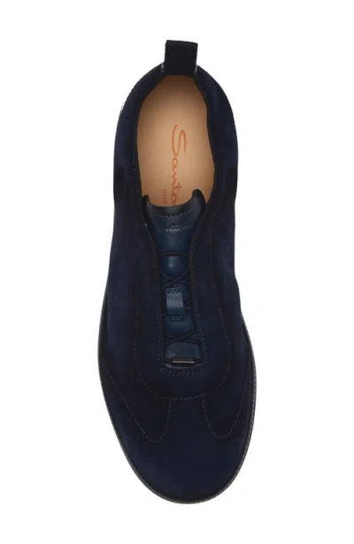 Santoni Lume Suede Low-top Sneakers In Blue